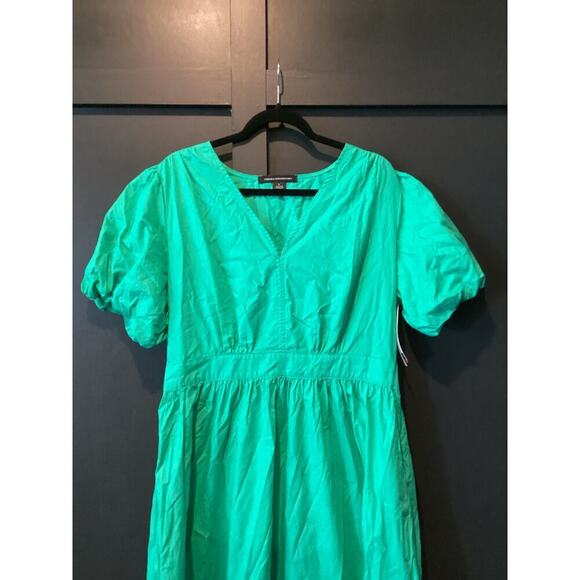 French Connection Poplin Puff Sleeve V Neck Tiered Fit and Flare Maxi Dress XL - Picture 8 of 9